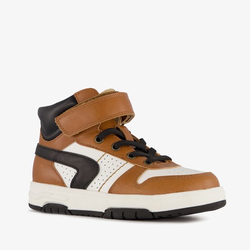 Hoge leren jongens sneakers cognac
