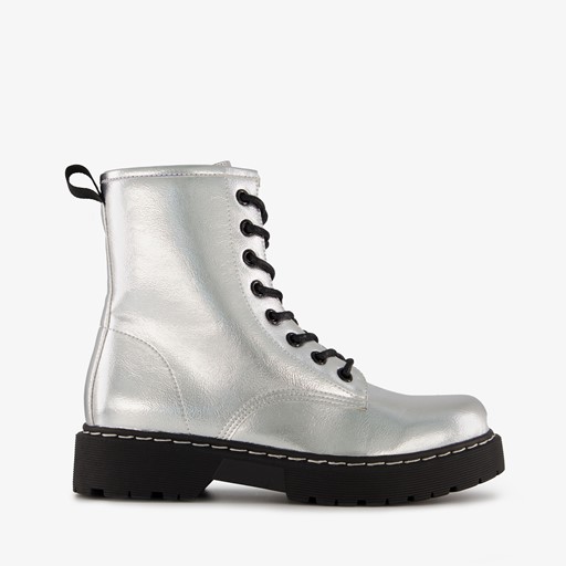 Dames veterboots zilver