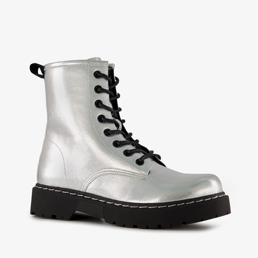 Dames veterboots zilver
