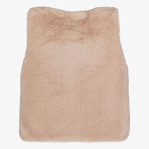 Meisjes gilet van imitatiebont bruin