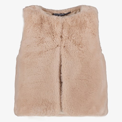 Meisjes gilet van imitatiebont bruin