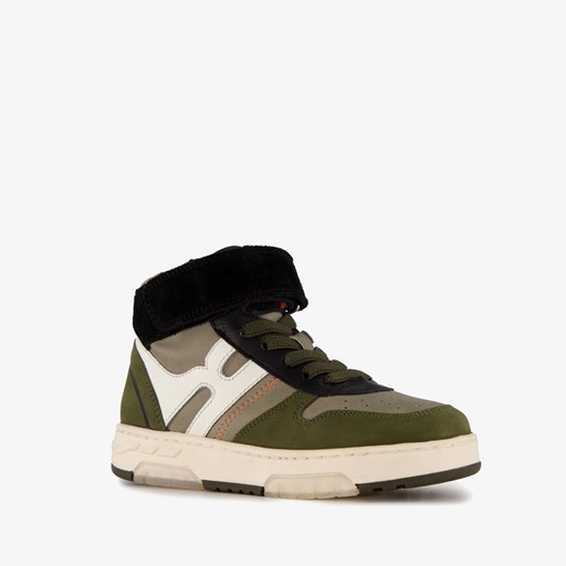 Hoge leren jongens sneakers groen