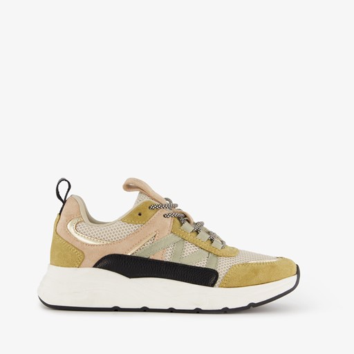 Dames dad sneakers groen beige