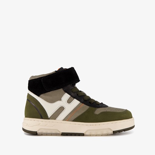 Hoge leren jongens sneakers groen
