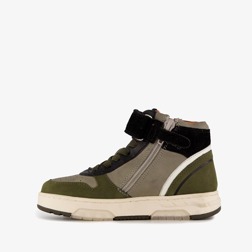 Hoge leren jongens sneakers groen
