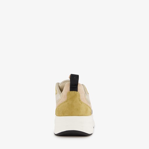 Dames dad sneakers groen beige