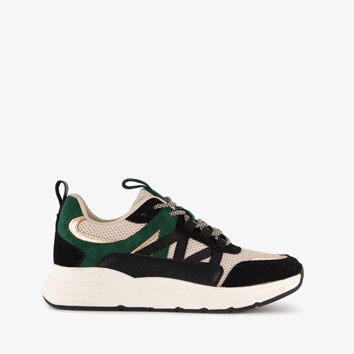 Dames dad sneakers zwart groen