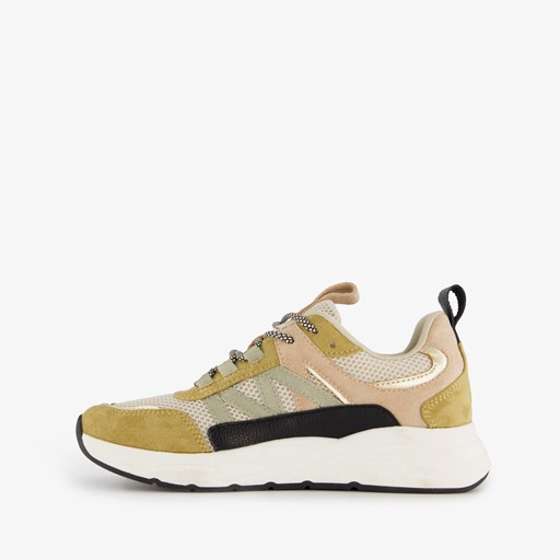 Dames dad sneakers groen beige