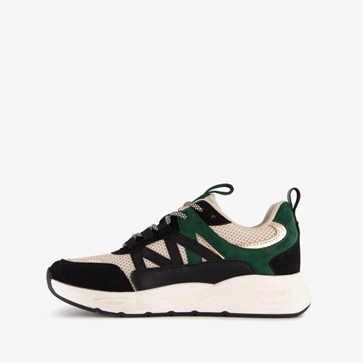 Dames dad sneakers zwart groen