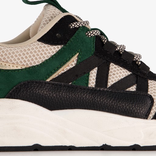 Dames dad sneakers zwart groen