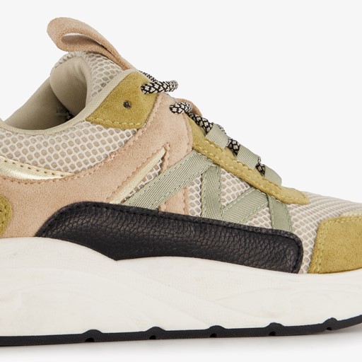 Dames dad sneakers groen beige