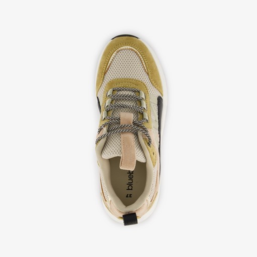 Dames dad sneakers groen beige