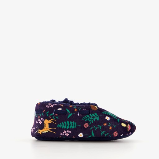 Meisjes sloffen met herfst print blauw