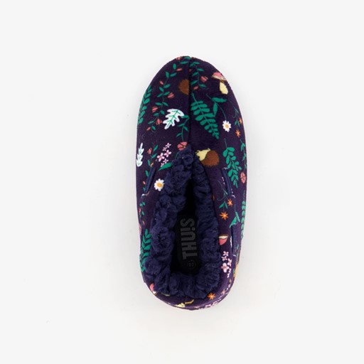 Meisjes sloffen met herfst print blauw