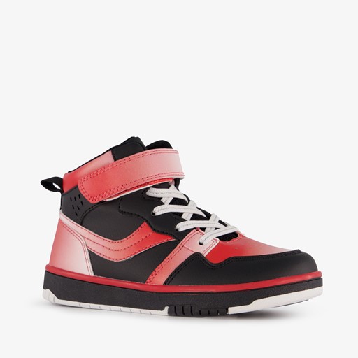 Hoge meisjes sneakers Isa zwart rood