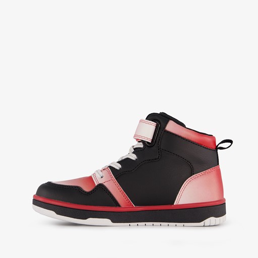 Hoge meisjes sneakers Isa zwart rood