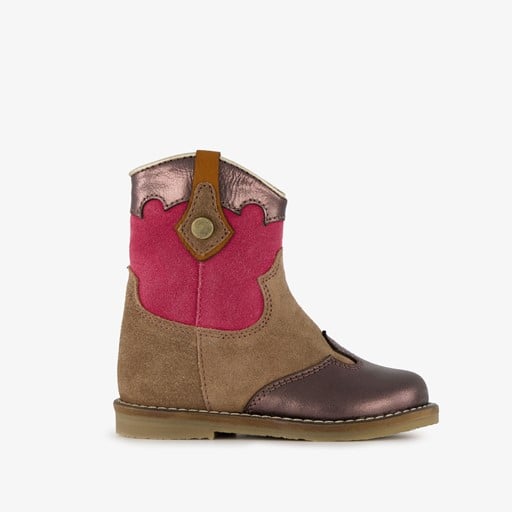Suede meisjes western enkellaarsjes bruin