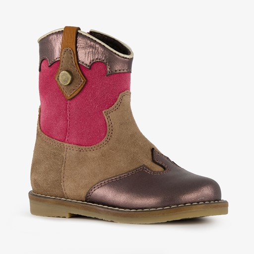 Suede meisjes western enkellaarsjes bruin