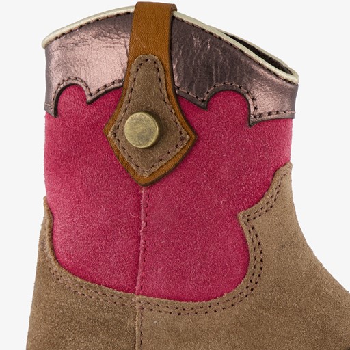 Suede meisjes western enkellaarsjes bruin