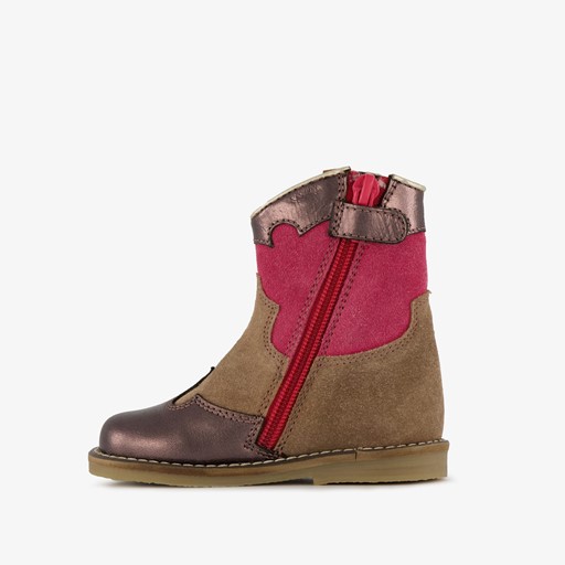 Suede meisjes western enkellaarsjes bruin