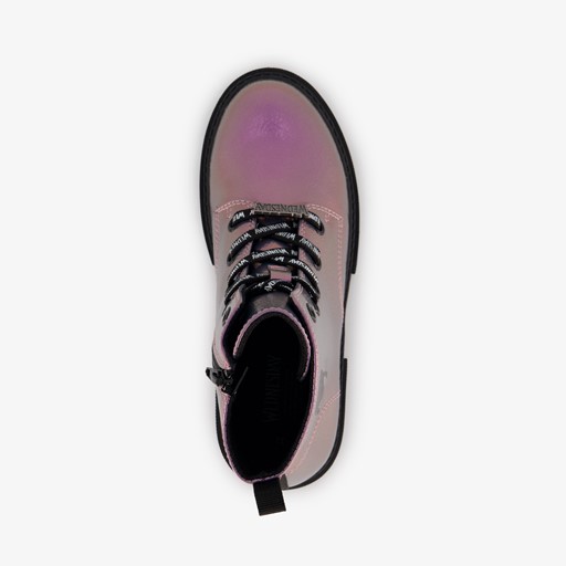 Meisjes veterboots metallic roze