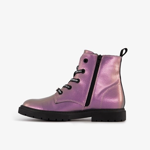 Meisjes veterboots metallic roze