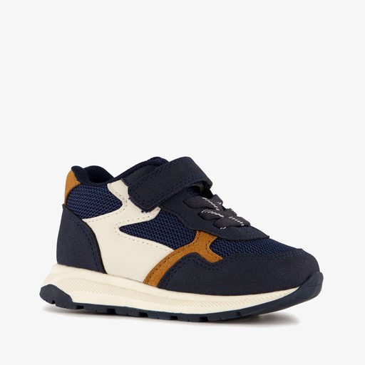 Jongens sneakers donkerblauw cognac