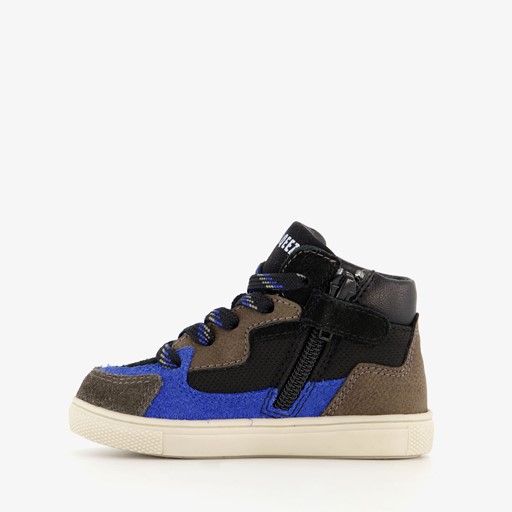 Hoge suede jongens sneakers zwart blauw