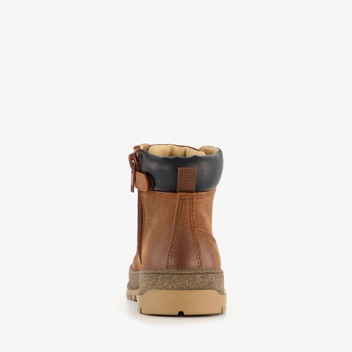 Leren jongens veterboots cognac bruin