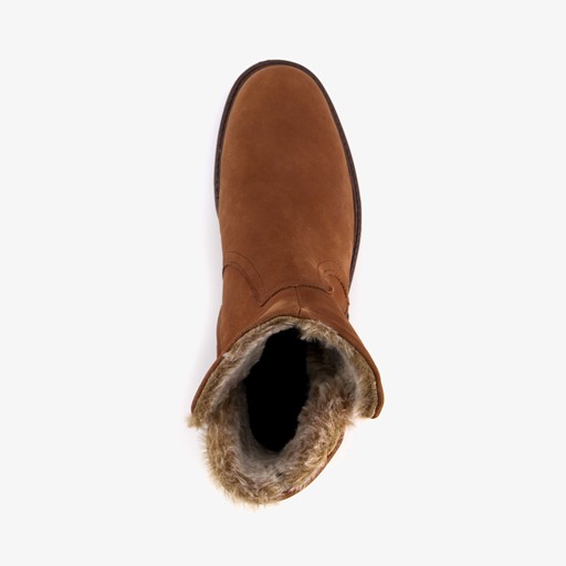 Gevoerde leren enkellaarsjes bruin