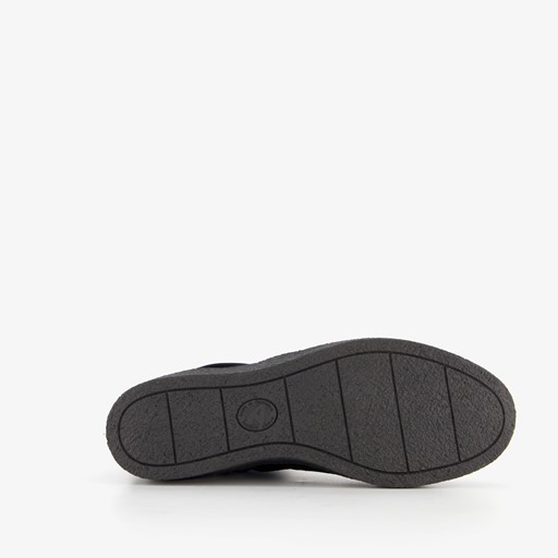 Suede dames enkellaarsjes zwart