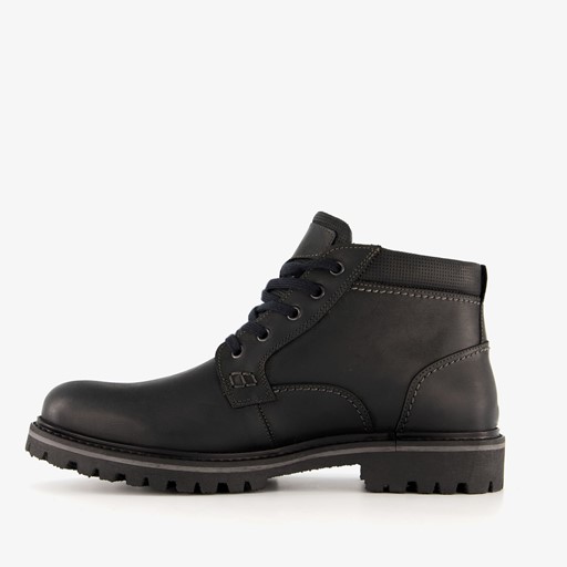 Leren heren veterboots zwart