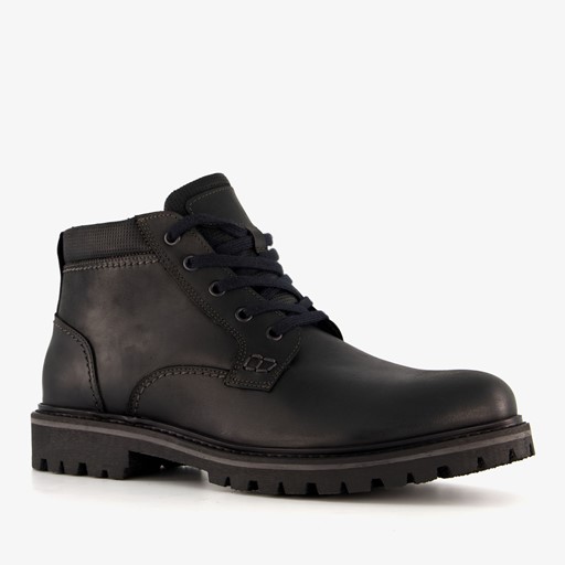 Leren heren veterboots zwart