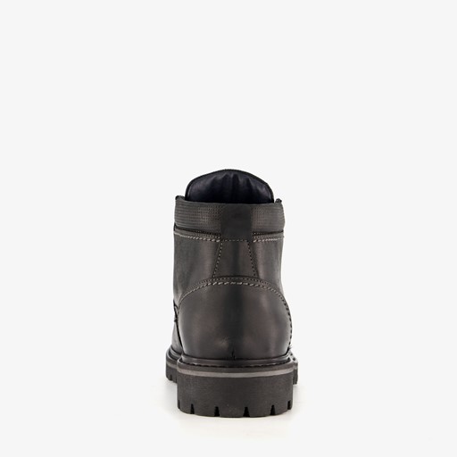 Leren heren veterboots zwart