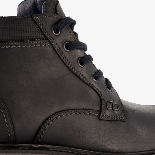 Leren heren veterboots zwart