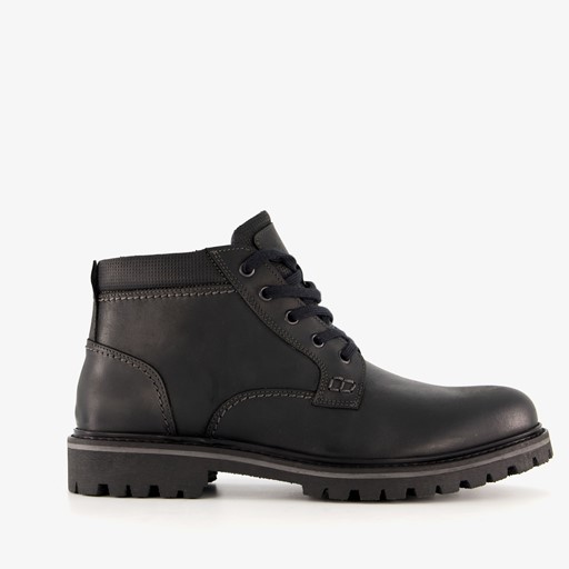 Leren heren veterboots zwart