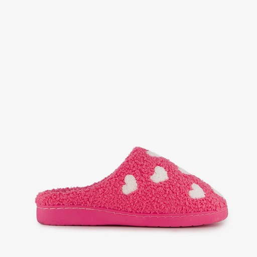 Dames sloffen met hartjes roze