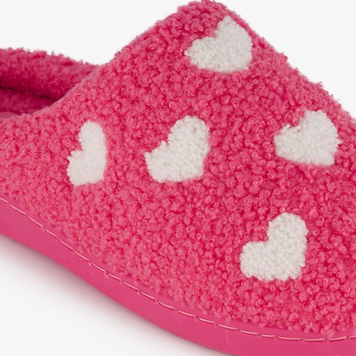 Dames sloffen met hartjes roze