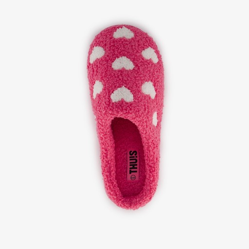 Dames sloffen met hartjes roze