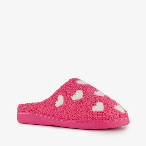 Dames sloffen met hartjes roze