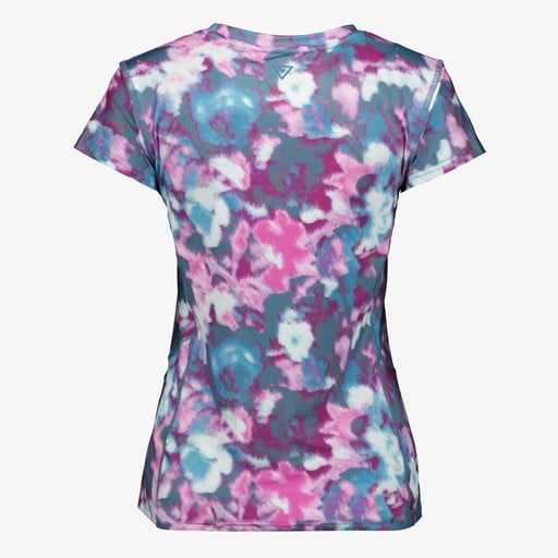 Dames sport T-shirt met print roze blauw