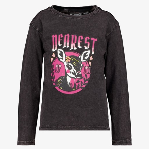 Meisjes shirt met opdruk zwart