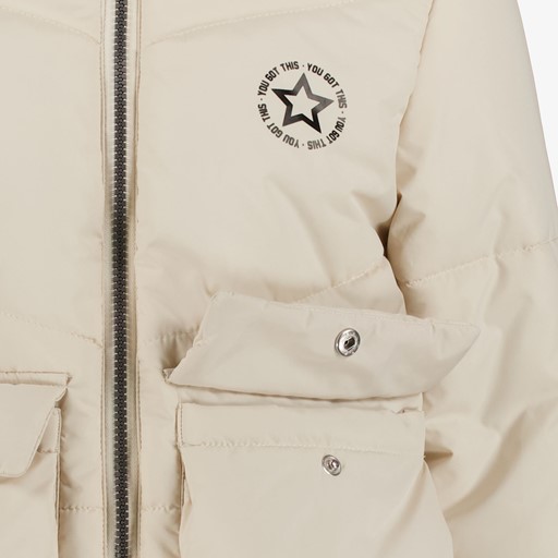Korte gewatteerde meisjes winterjas beige
