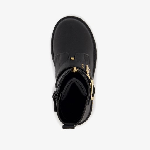 Meisjes biker boots zwart met studs