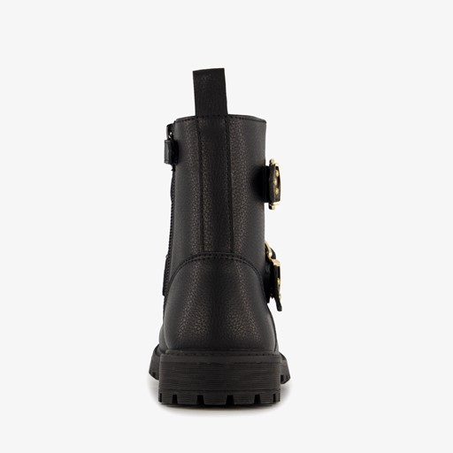 Meisjes biker boots zwart met studs