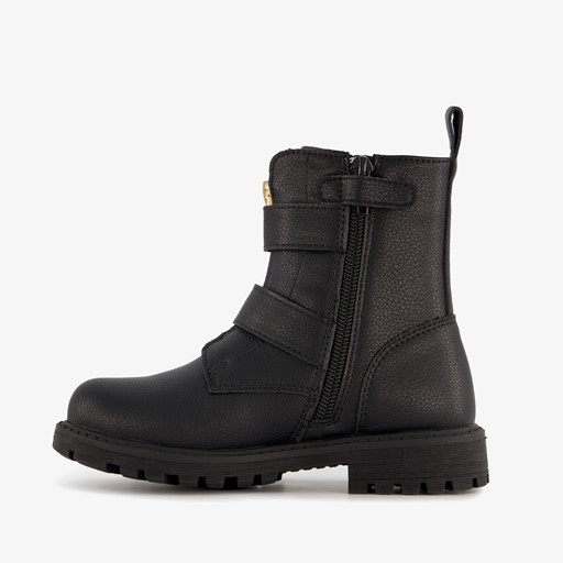 Meisjes biker boots zwart met studs