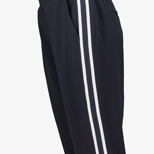 Blauwe dames pantalon met witte strepen