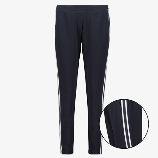 Blauwe dames pantalon met witte strepen