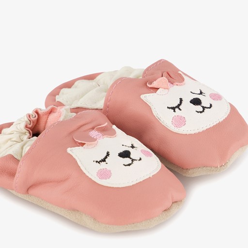Baby sloffen roze met kat