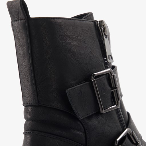 Dames biker boots met ritsen zwart